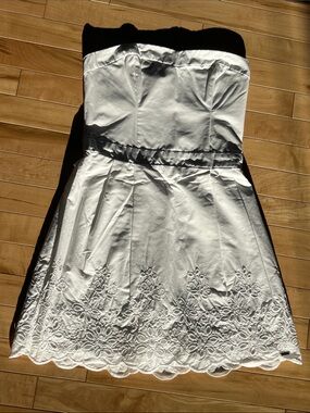 Hollister White Strapless Embroidered Sundress
